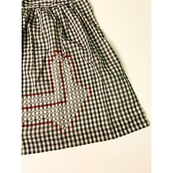 Vintage Black White and Red Checkered Half Apron One Pocket Tie Back - Picture 4 of 12
